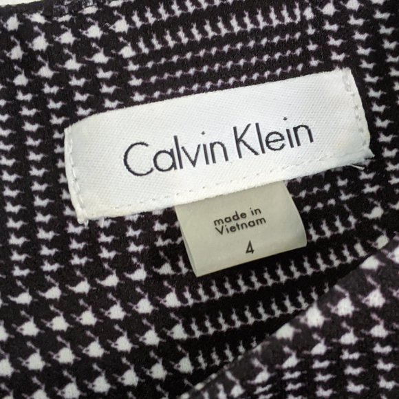 Calvin Klein Black/White Sleeveless Plaid Dress Size 4 - Picture 5 of 7